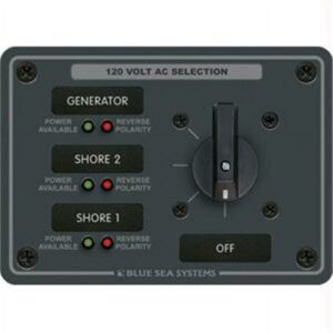 New Ac Rotary Switch Panel blue Sea Systems 8366 Switches 3 30A 120V 3-3/4" H x 5-1/4" W
