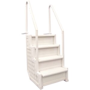 Blue Torrent Antigua Step Ladder with Handrails for Above Ground Pools, White