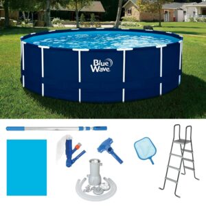 Blue Wave 18-ft Round 52-in Navy Blue Frame Above Ground Swimming Pool Package with Cover