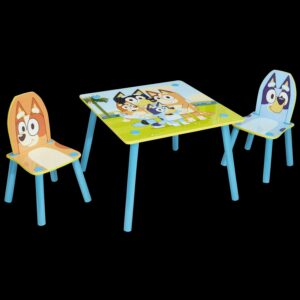 Bluey, Wooden Kids Table and 2 Chairs Set, 23.2 x 23.2 x 17.1 inches Bluey and Bingo Chairs, Preschool, 18 m+