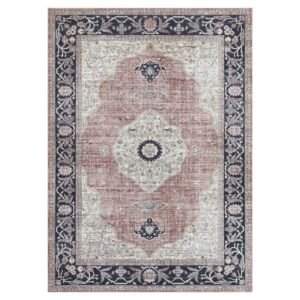 Blush Medallion Skid-Resistant Area Rug, 5' x 7'