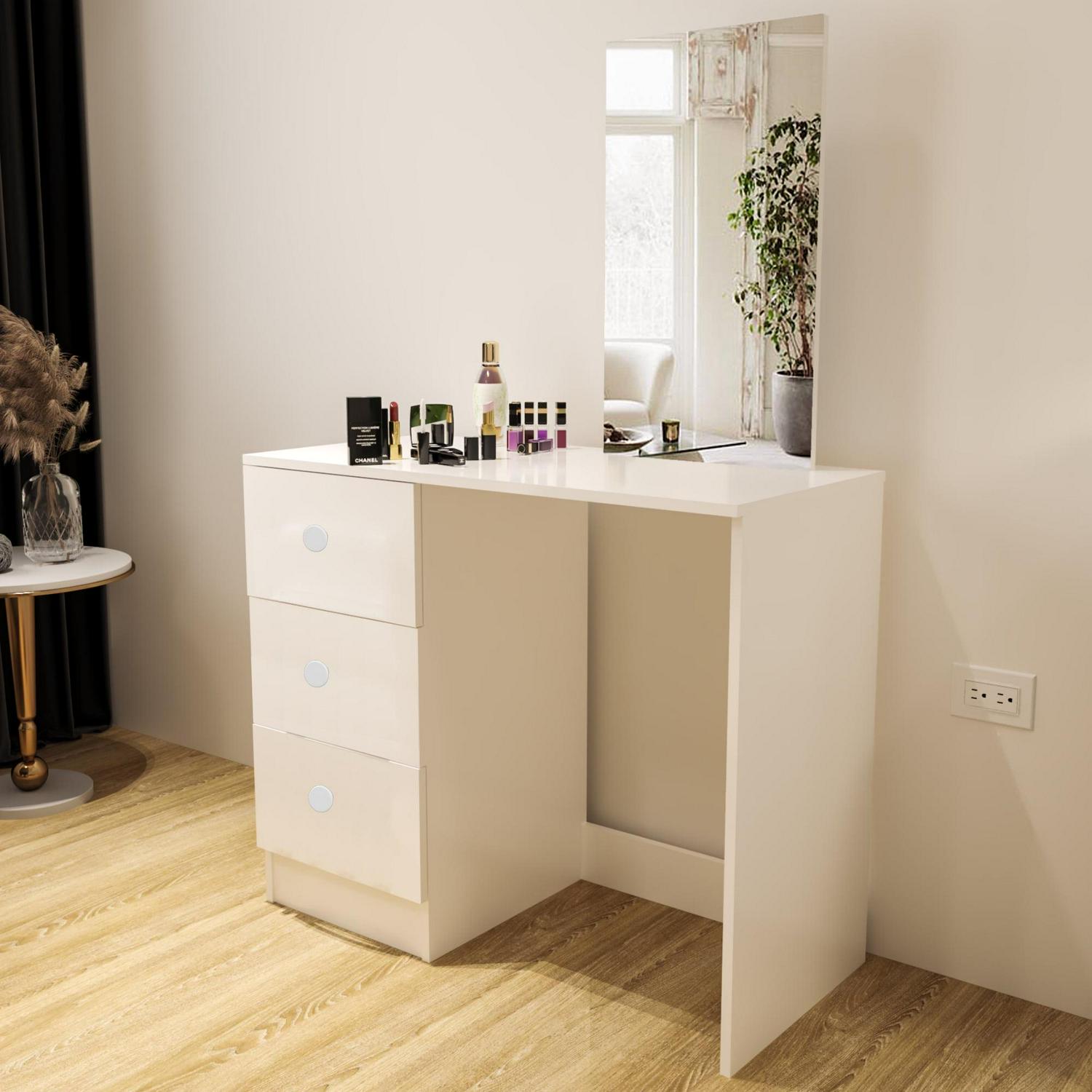 Boahaus Alexandra Modern Vanity Table, White Finish for Bedroom