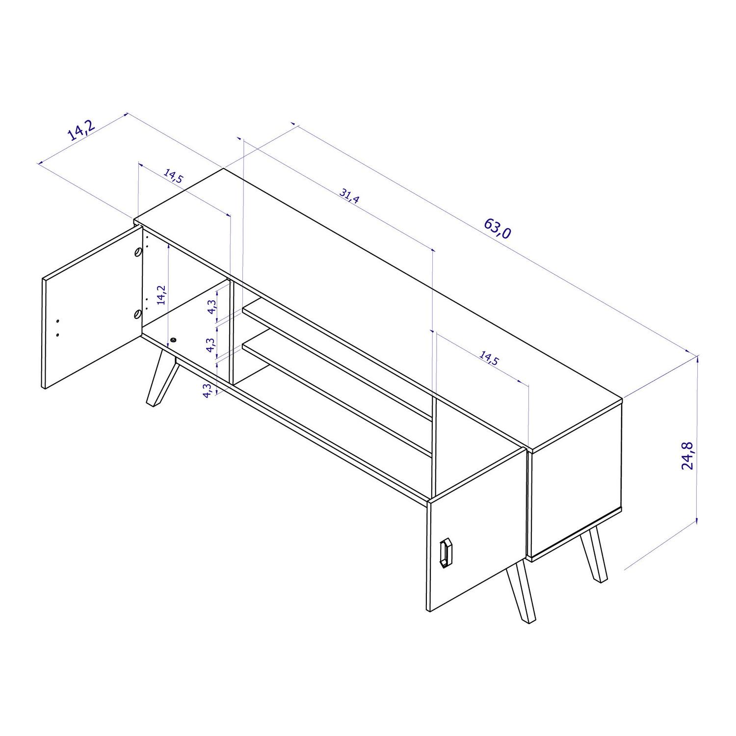 Boahaus Atlanta Black Matte TV Stand, TVs up to 58", Manufactured Wood - Image 5