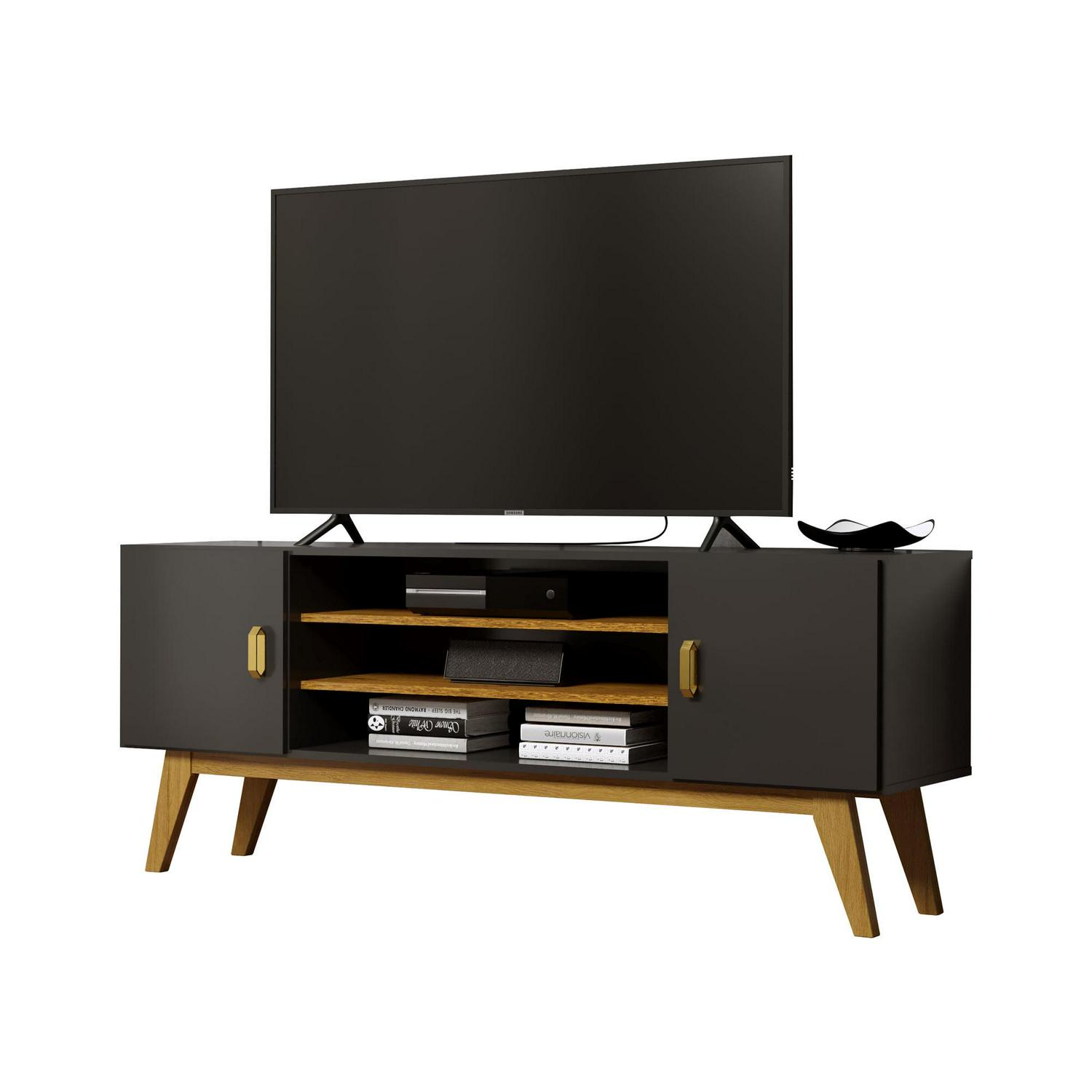 Boahaus Atlanta Black Matte TV Stand, TVs up to 58", Manufactured Wood - Image 3