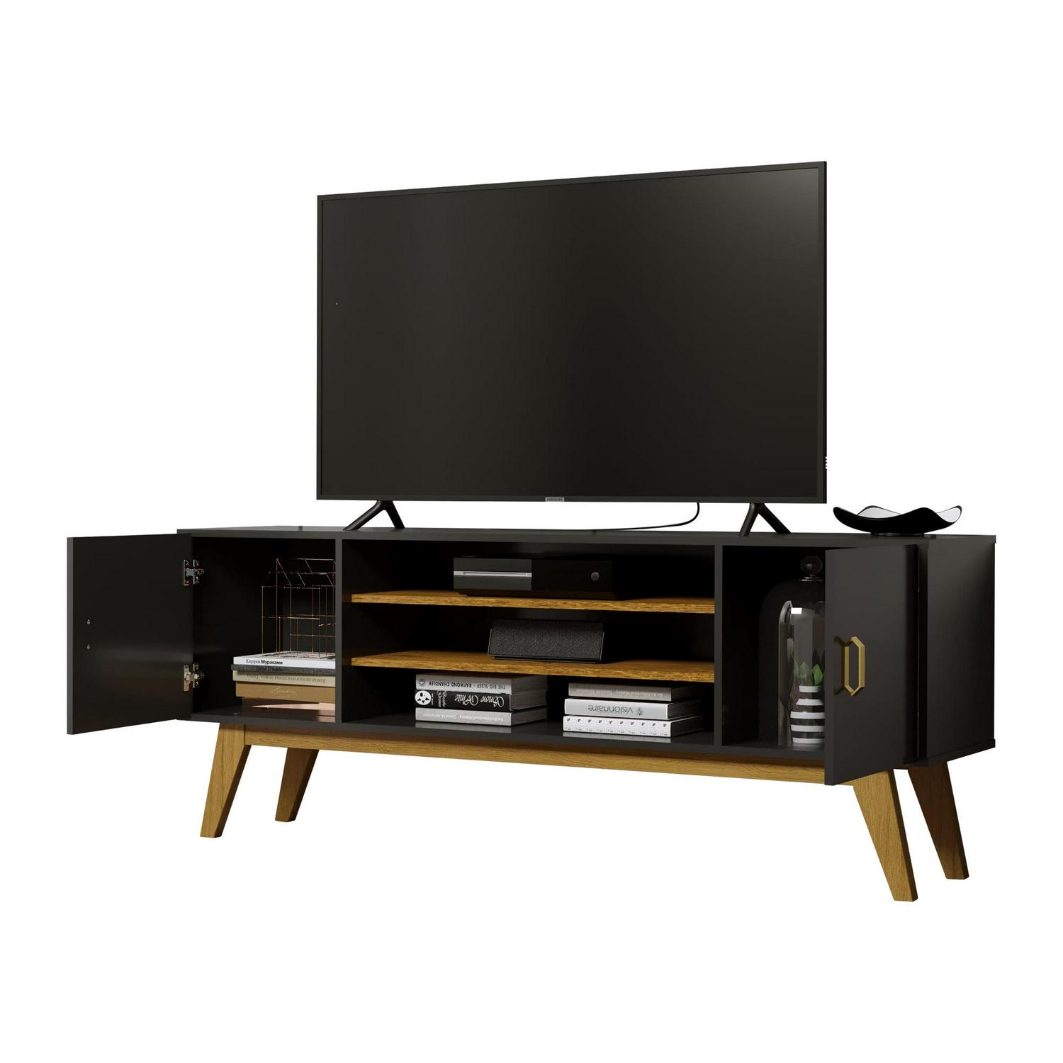 Boahaus Atlanta Black Matte TV Stand, TVs up to 58", Manufactured Wood - Image 4