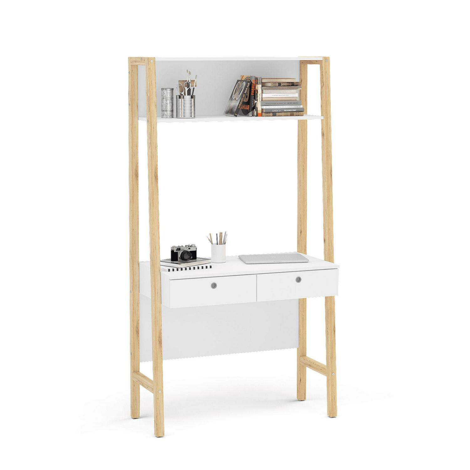 Boahaus Bangkok Modern Computer Desk, 2 File Drawers, White Finish, for Adults - Image 3