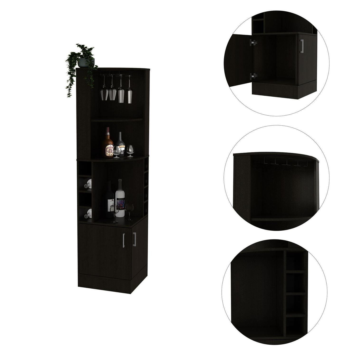 Boahaus Birmingham Modern Bar Black Painted with Wine Rack - Image 2