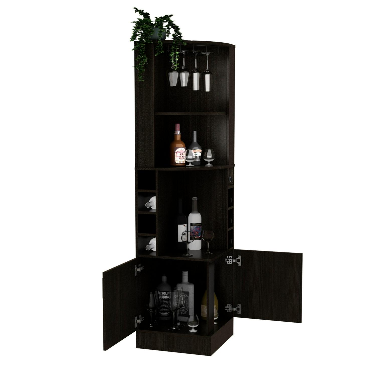 Boahaus Birmingham Modern Bar Black Painted with Wine Rack - Image 4