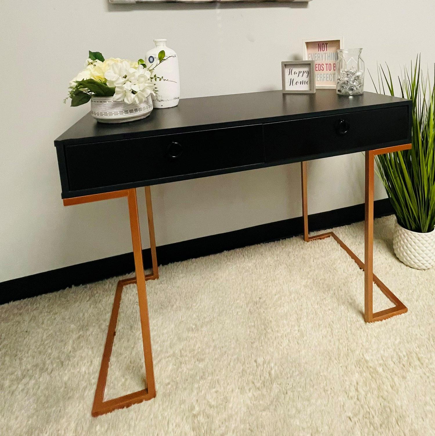 Boahaus Chenonceau Classic Black Console Table, Black, for Entryway - Image 2