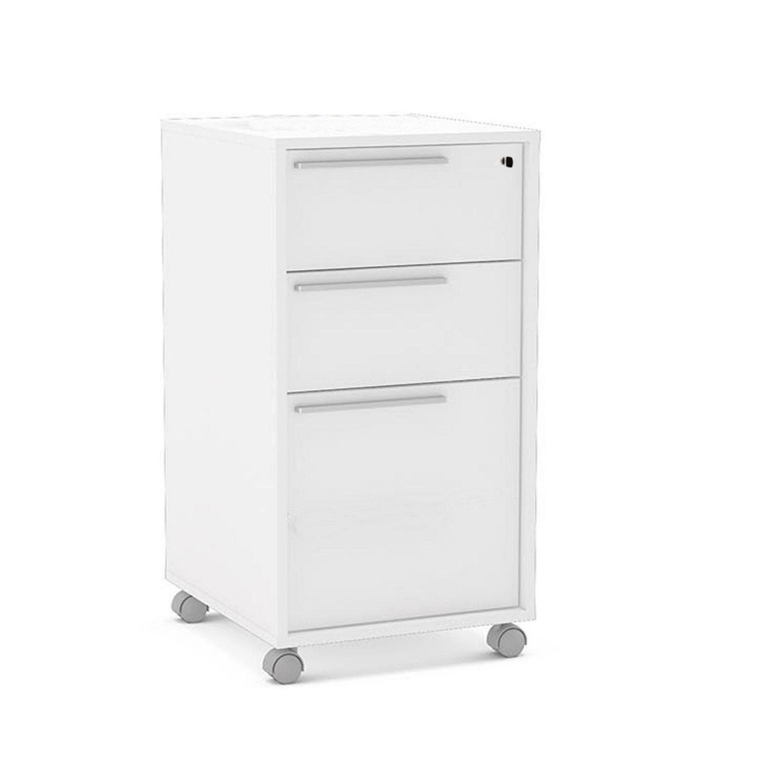 Boahaus Hanoi Mobile File Cart Cabinet, Letter Sized, 3 Drawer with Lock, White - Image 3