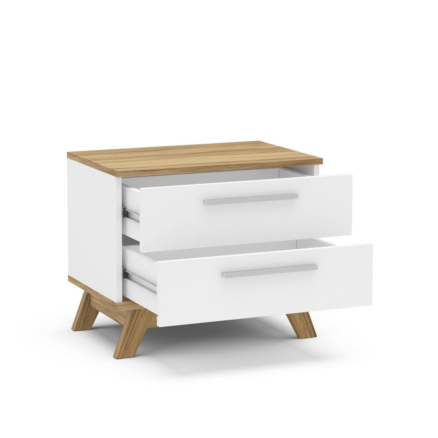 Boahaus Ibiza Modern Nightstand with Two Drawers White, for Bedroom - Image 4
