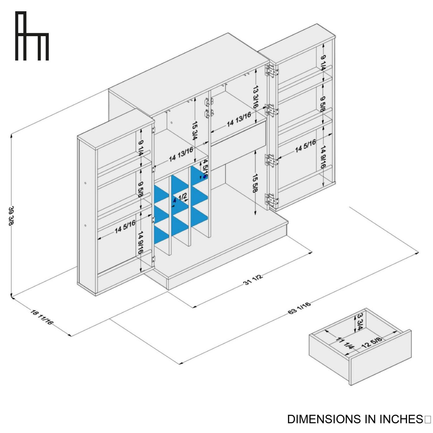 Boahaus Liverpool Modern Bar Cabinet, Wine Storage, 2 Doors, 1 Drawer, Brown - Image 5
