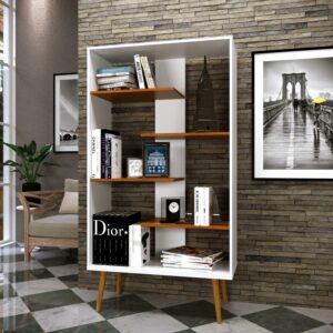 Boahaus Lund Standard Bookcase, 5 Open Shelves, Manufactured Wood, White