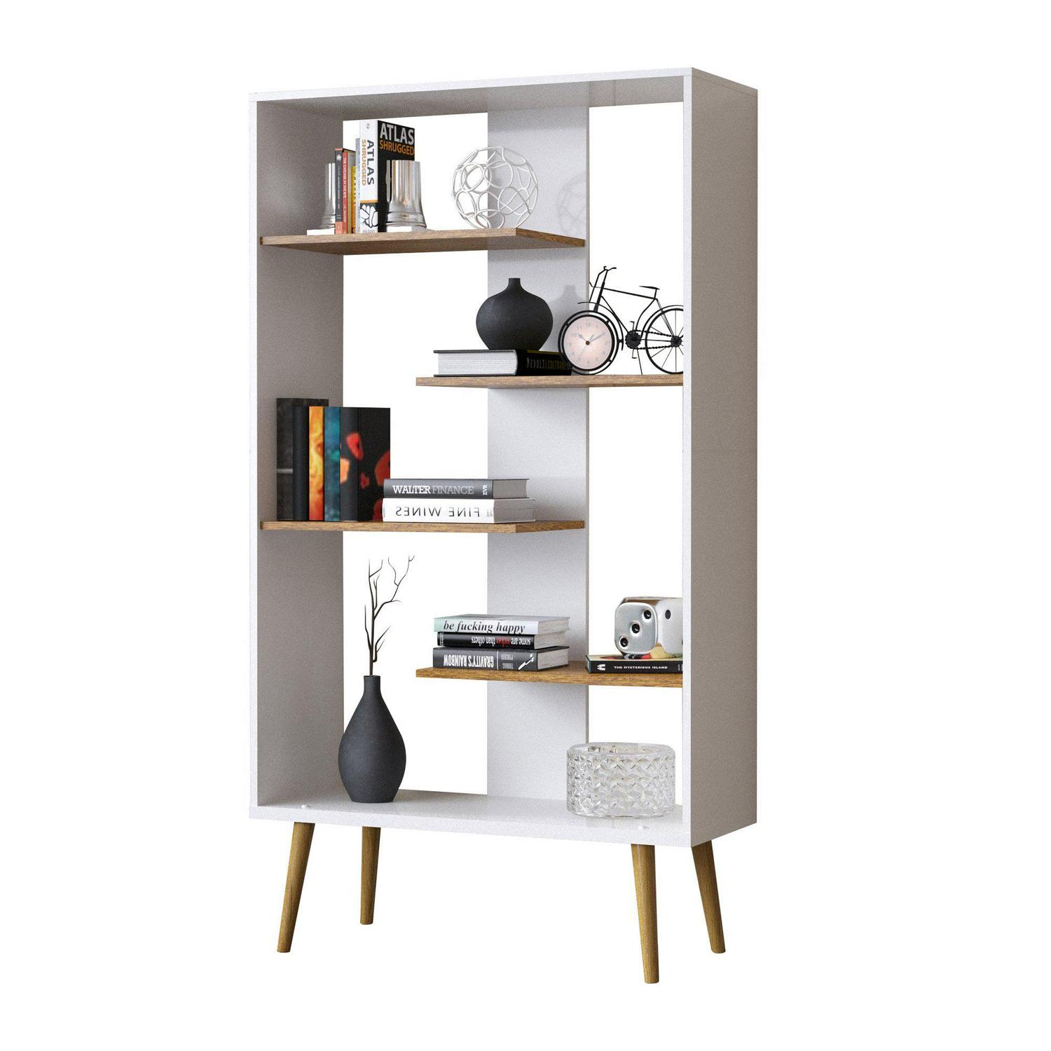 Boahaus Lund Standard Bookcase, 5 Open Shelves, Manufactured Wood, White - Image 4