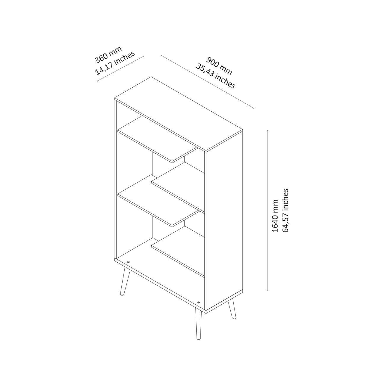 Boahaus Lund Standard Bookcase, 5 Open Shelves, Manufactured Wood, White - Image 7