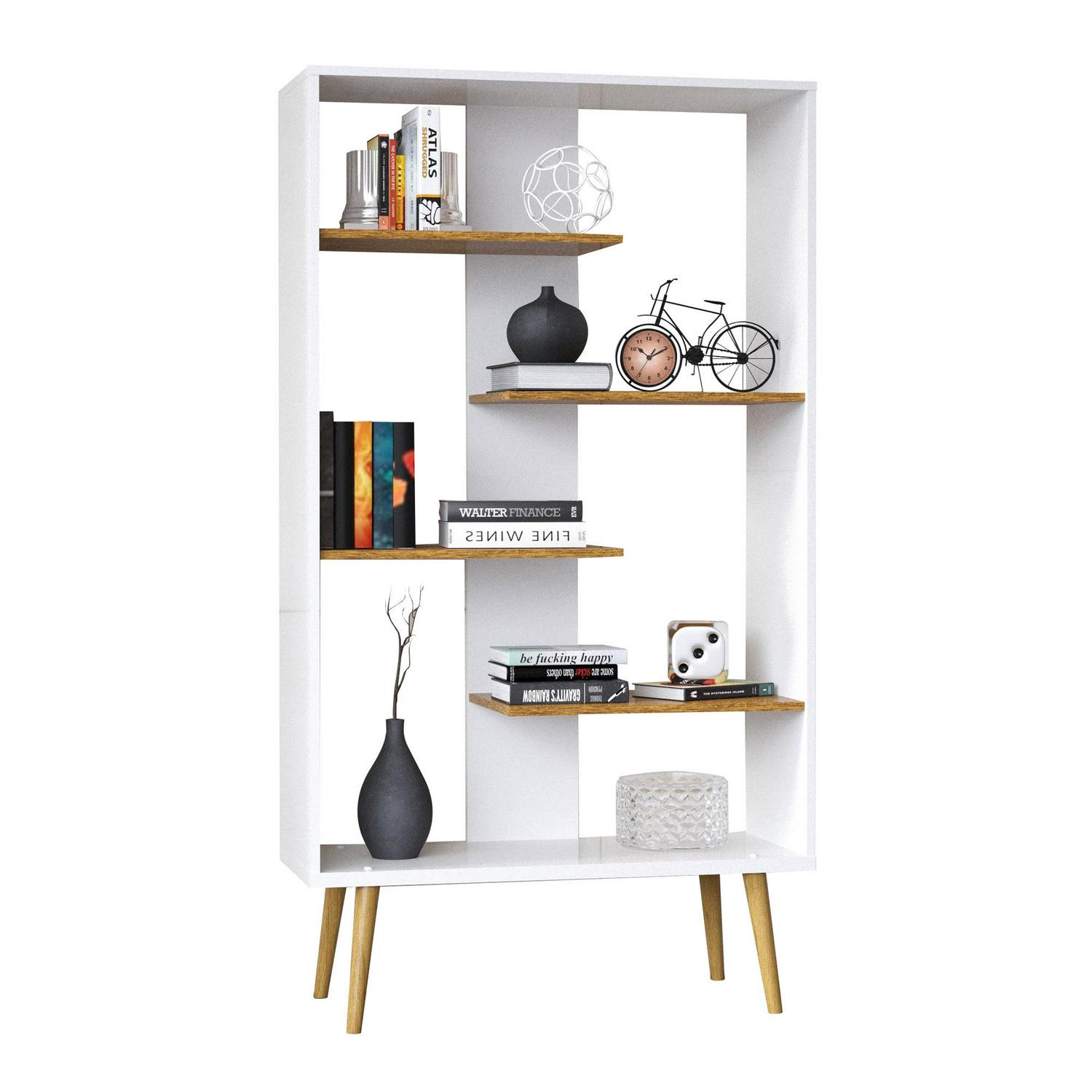 Boahaus Lund Standard Bookcase, 5 Open Shelves, Manufactured Wood, White - Image 6