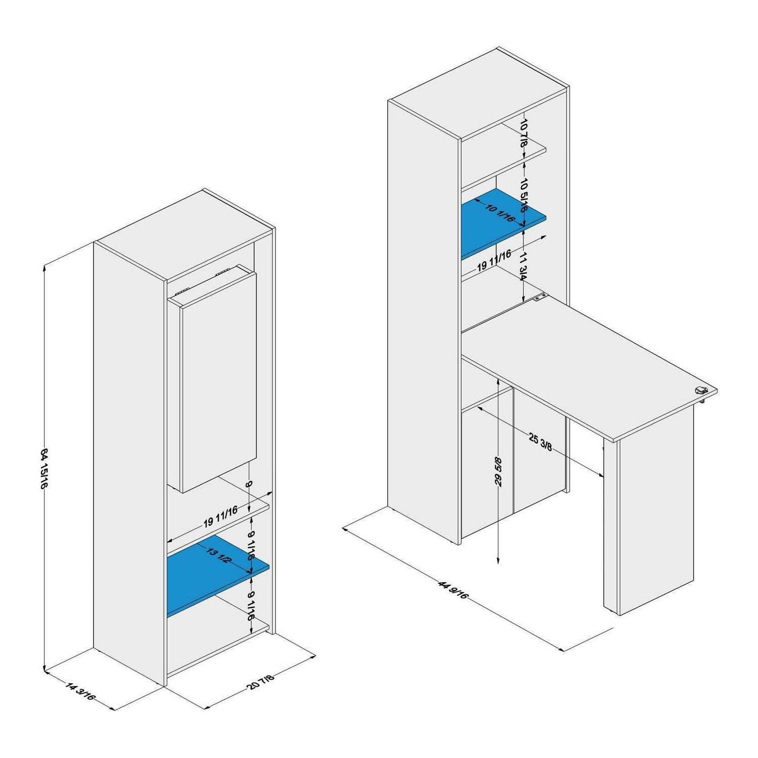 Boahaus Multipurpose Modern Cabinet with Desk and Shelves, White, for Bedroom - Image 5