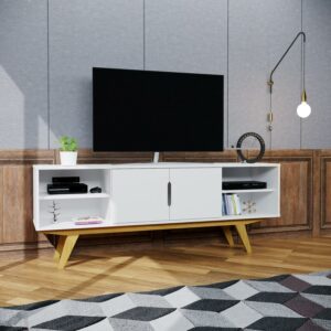 Boahaus Omaha Modern TV Stand up to 58" TVs, White Finish, Wood