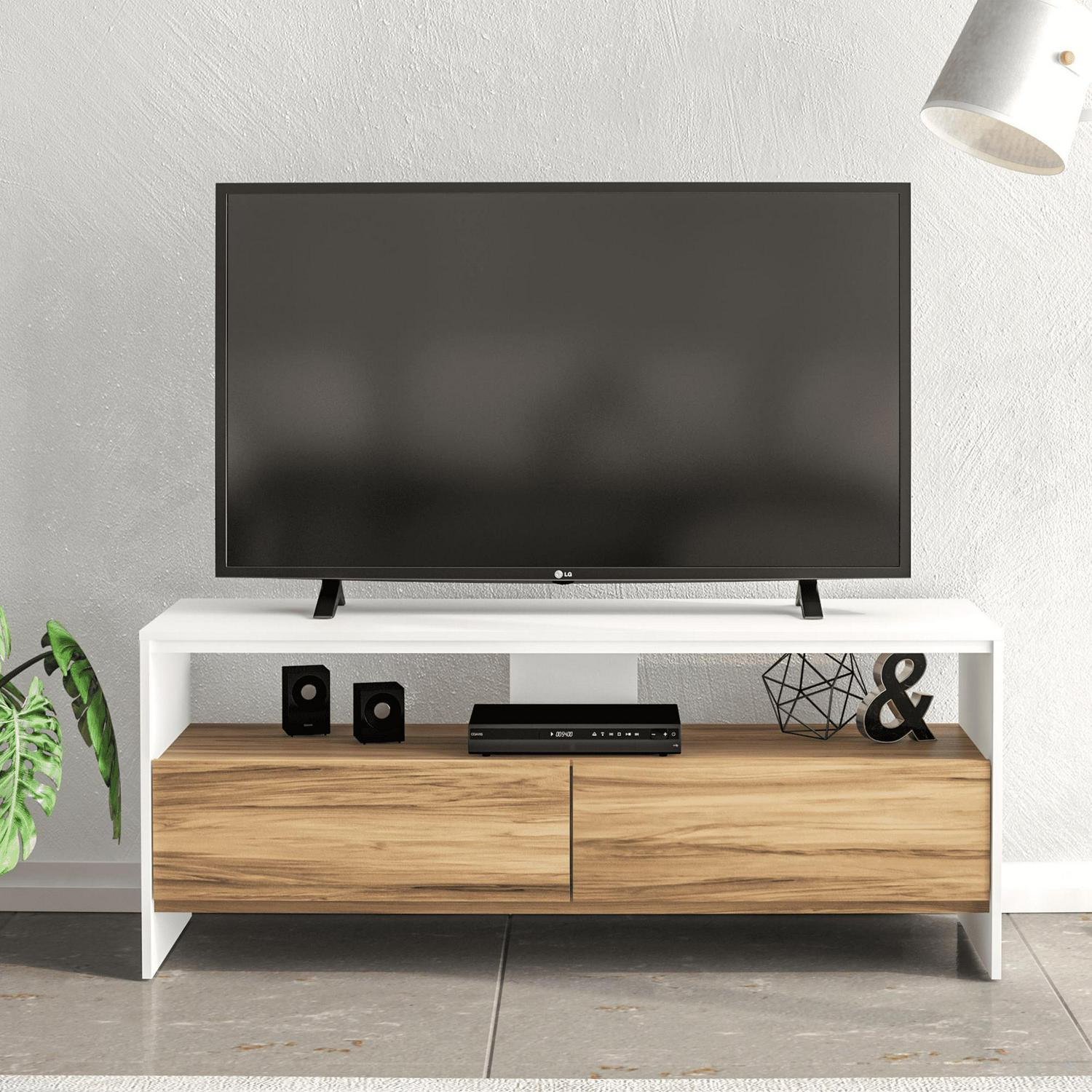 Boahaus Phoenix Television Stand for TVs up to 55”, Assembled Product Length 53 in, White - Image 2