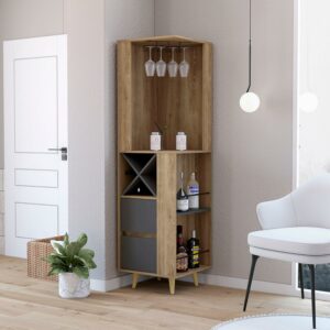 Boahaus Ripon Bar Cabinet, Pine / Matt Grey