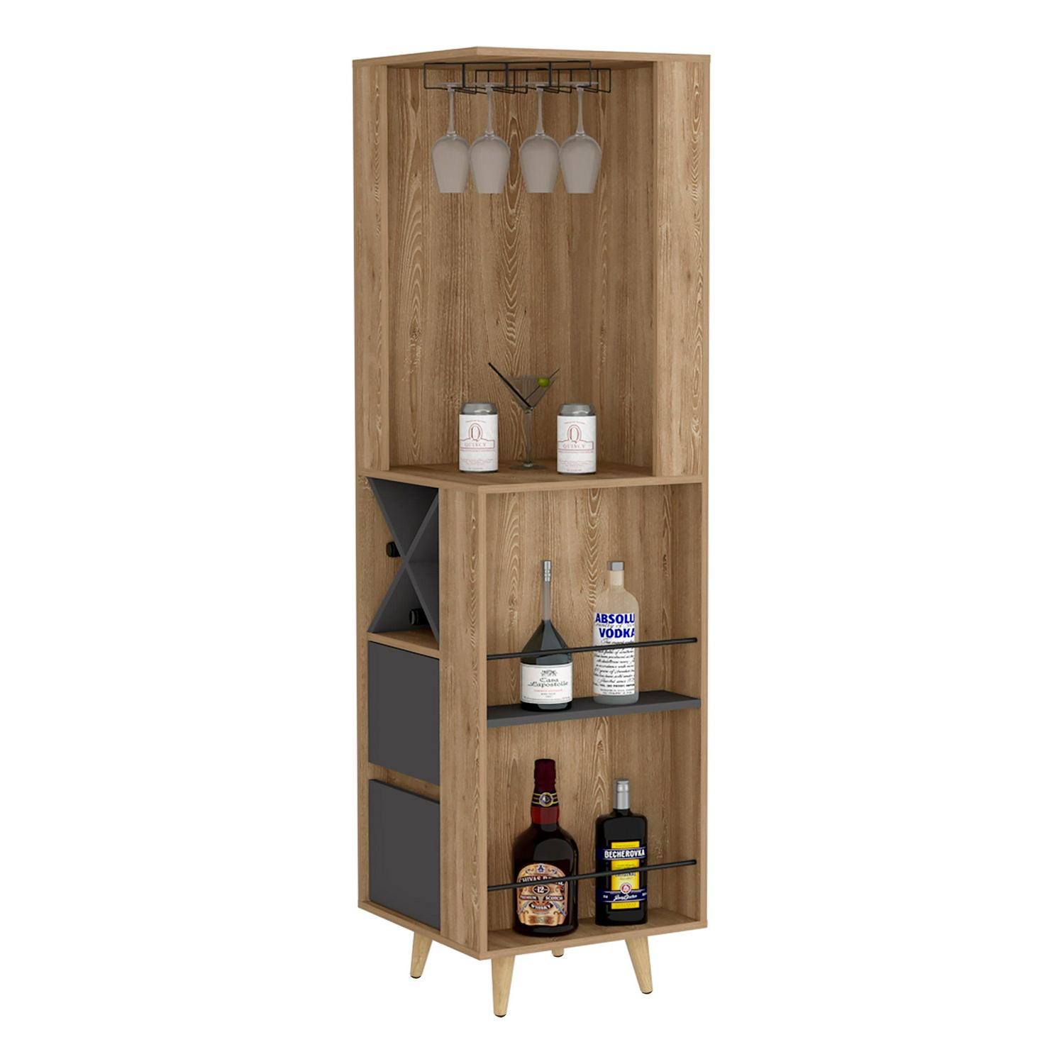 Boahaus Ripon Bar Cabinet, Pine / Matt Grey - Image 3