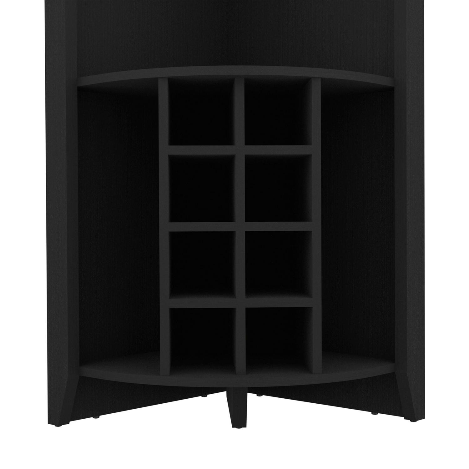 Boahaus Stanley Modern Bar Cabinet, 5 Open Shelves, Wine Glass Rack, Black Wengue - Image 4