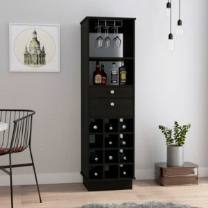 Boahaus Stoke Bar Modern Black Painted with Wine Rack