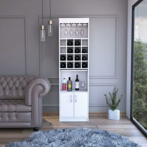 Boahaus Wells Modern Bar White Painted with Wine Rack