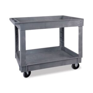 Boardwalk Two-Shelf Utility Cart, Plastic, 2 Shelves, 500 lb Capacity, 17.25" x 40" x 33.5", Gray