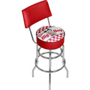 Bobs Big Boy Checkered Padded Swivel Bar Stool with Back