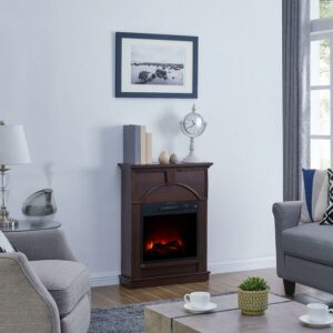 Bold Flame 26 inch Electric Fireplace in Dark Chocolate and MistAireâ„¢ Ultrasonic Cool Mist Humidifier, Silver