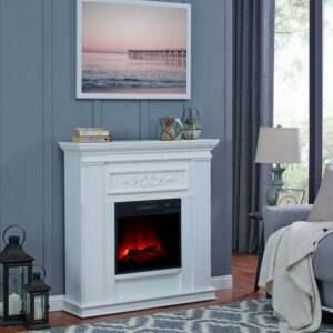 Bold Flame 38 inch Electric Fireplace in White