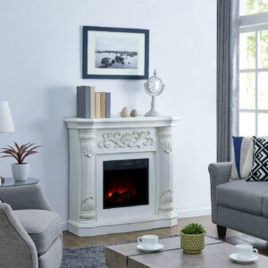 Bold Flame 40 inch Electric Fireplace in White