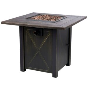 Bond Belden 30" Square 50,000 BTU Propane Bronze Steel Fire Pit with Porcelain Top
