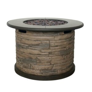 Bond Orchards Park 35" Round 50,000 BTU Faux Stone and Porcelain Fire Pit
