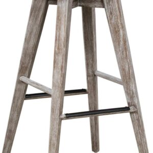 Boraam Bali 29" Backless Swivel Wood Bar Stool, Barnwood Wire-Brush Finish