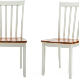 Boraam Bloomington High Back Wood Dining Room Chairs, Set of 2, Cream/Honey Oak Finish