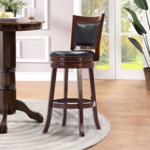 Boraam Bristol 29in. High Back Swivel Wood Bar Stool, Cherry