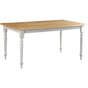 Boraam Windsor Farmhouse Rectangular Dining Table in Cream and Natural Finish