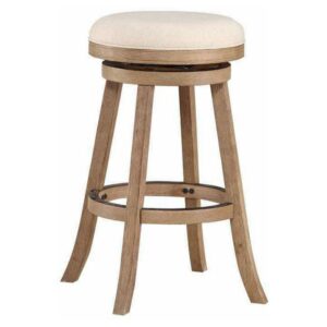 Boraam Fenton Bar Height Backless Swivel Wood Bar Stool, Driftwood Wire-Brush Finish