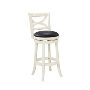 Boraam Florence 29 in. High Back Swivel Wood Kitchen Bar Stool, Buttermilk Finish