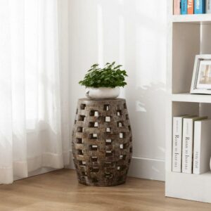 Boraam Hampton Round Side Table, Weathered Walnut