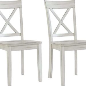 Boraam Jamestown Cross Back Wood Dining Room Side Chair, Set of 2, Antique White Finish