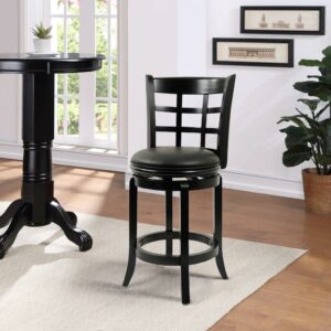 Boraam Kyoto 24in. High Back Swivel Wood Counter Stool - Black Finish