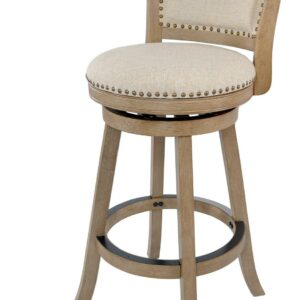 Boraam Melrose Bar Stool in Driftwood Wire-Brush and Ivory