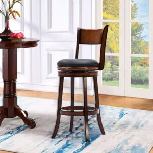 Boraam Palmetto Swivel Wood Bar Height Kitchen Barstool, Brandy