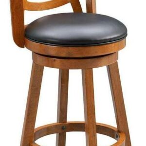 Boraam Seina 24in. High Back Swivel Wood Counter Stool, Walnut Finish