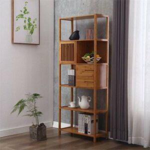 Boraam Selma Bamboo Decorative 7-Shelf Bookcase - Natural Finish
