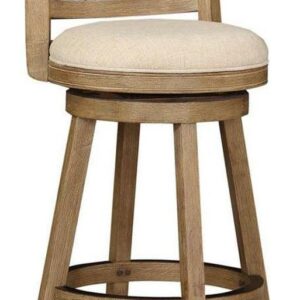 Boraam Sheldon 29" Swivel Bar Stool, Driftwood Wire-Brush & Ivory