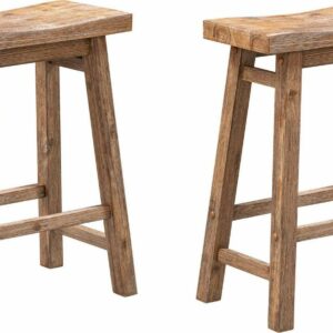 Boraam Sonoma Backless Wood Counter Stools - Set of 2 - Barnwood Wire-Brush
